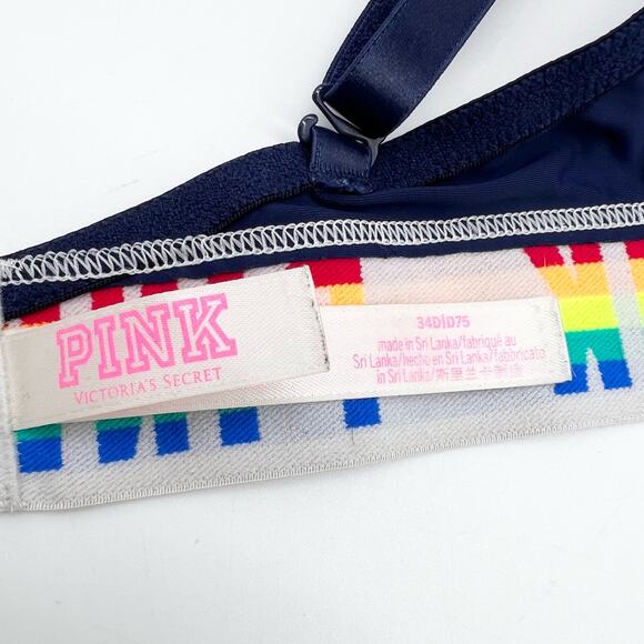 PINK Victoria's Secret Wear Everywhere T-Shirt Bra‎ Rainbow Women's 34D - Picture 6 of 8